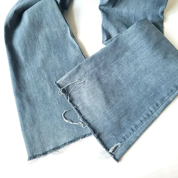 Sincerely Jules Women Junior 3/26 Jeans Blue Distressed Raw Hem Flare Grunge Y2K - Picture 9 of 13